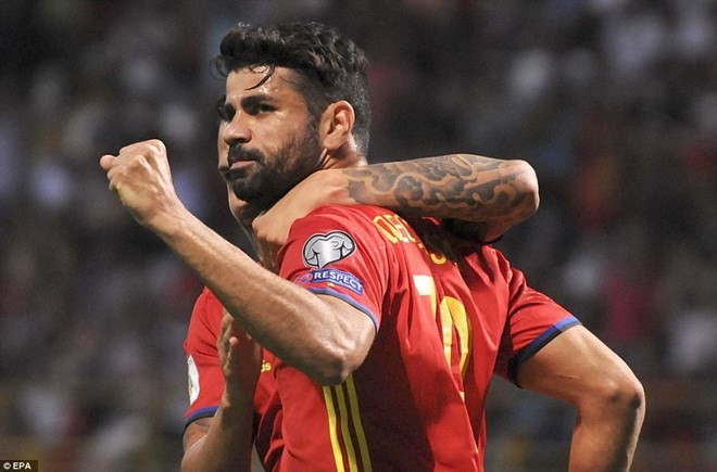 Diego Costa lập cú đúp giúp Tây Ban Nha thắng hủy diệt. (Nguồn: EPA)