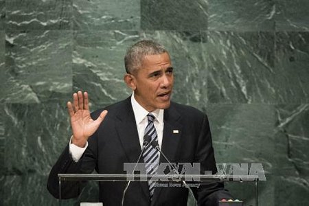 Tổng thống Mỹ Barack Obama phát biểu trước Đại hội đồng Liên hợp quốc ở New York, Mỹ ngày 20/9. Ảnh: AFP/TTXVN