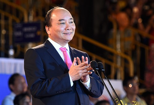Thủ tướng Nguyễn Xuân Phúc thay mặt nước chủ nhà, tuyên bố khai mạc Đại hội Thể thao bãi biển châu Á lần thứ 5, Đà Nẵng, Việt Nam năm 2016. Ảnh: VGP/Quang Hiếu