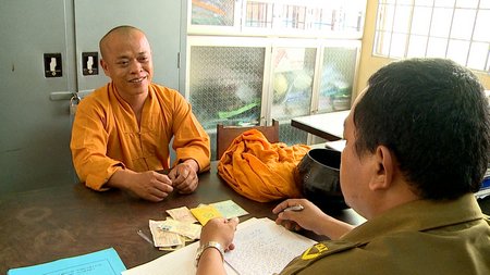 Đối tượng Trần Tuấn Kiệt tại cơ quan công an. Ảnh: Phước Giang 