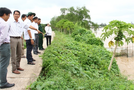 Lãnh đạo TP Vĩnh Long khảo sát khu vực sạt lở cồn Giông.