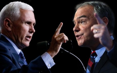 Hai ứng viên Phó Tổng thống Mike Pence (trái) và Tim Kaine. Ảnh: AP