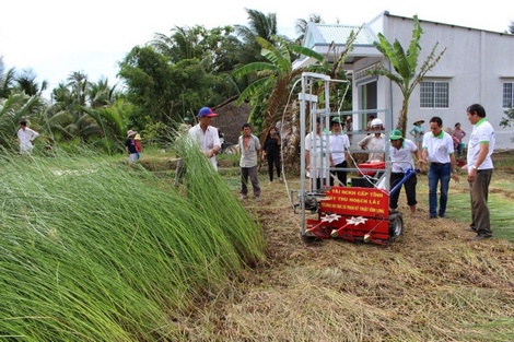 Máy thu hoạch lác, đề tài nghiên cứu khoa học cấp tỉnh của trường.Ảnh do Trường cung cấp