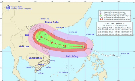 Sức gió mạnh nhất ở vùng gần tâm bão mạnh cấp 13 (135-150km/giờ), giật cấp 16.