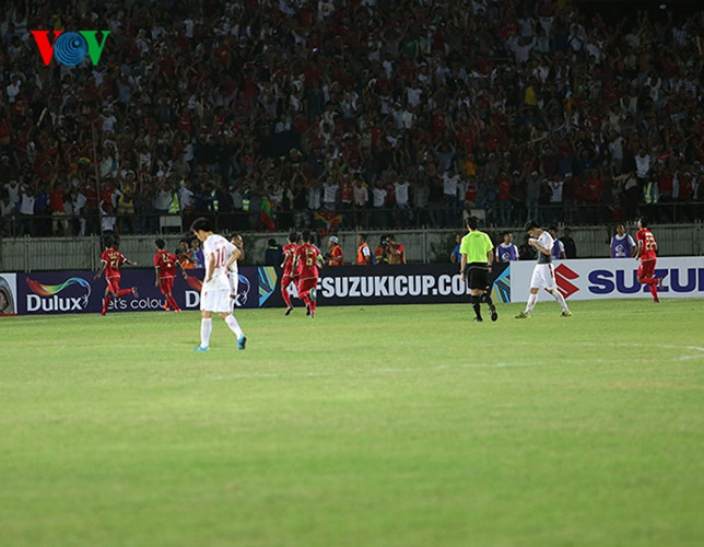 Sau một vài cơ hội bị bỏ lỡ, Aung Thu đã quân bình tỷ số 1-1 cho Myanmar sau pha dứt điểm chân trái hoàn hảo trước vòng cấm ở phút 73.