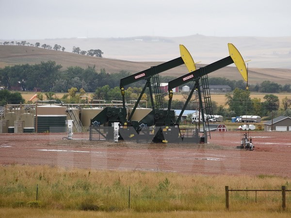 Máy bơm dầu tại cơ sở khai thác dầu Bakken Shale gần Williston, Bắc Dakota, Mỹ. (Nguồn: AFP/TTXVN)