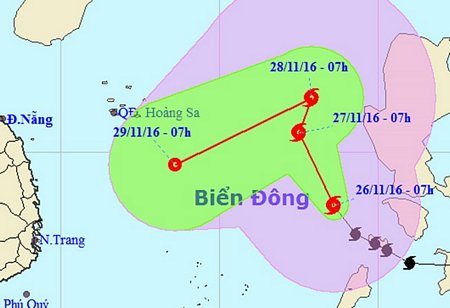  Cập nhật đường đi của bão số 9