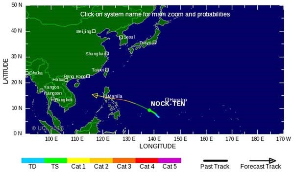 Bão Nock-ten mạnh dần lên và hướng về phía biển Đông.