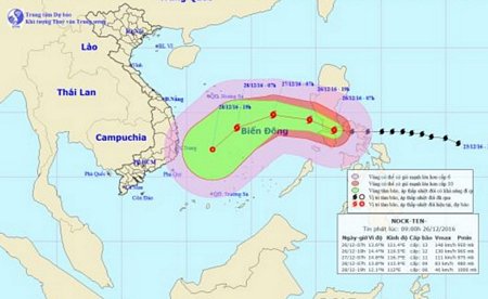 Chiều nay, bão Nock-ten sẽ đi vào vùng biển phía Đông 