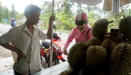 Sầu riêng bán lẻ với mức giá cao.