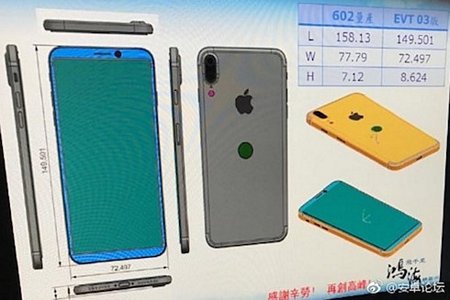 Ảnh được cho là bản vẽ kỹ thuật thiết kế hoàn chỉnh của iPhone 8.