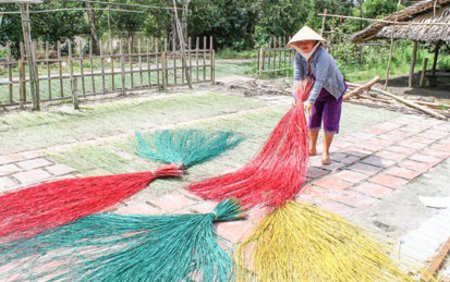  Phơi lác - nguyên liệu cho nghề dệt chiếu.