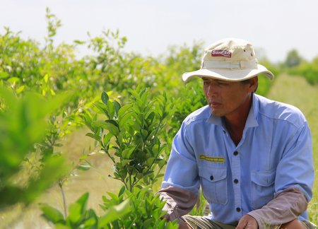 Anh Lê Văn Chính bên vườn