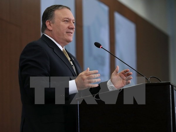 Giám đốc Cơ quan Tình báo trung ương Mỹ Mike Pompeo tại một sự kiện ở Washington, DC ngày 13/4. (Nguồn: AFP/TTXVN)