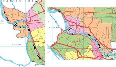 Những vị trí đã và có khả năng xảy ra sạt lở ở Đồng Tháp (Báo cáo 2011).