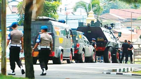 An ninh được thắt chặt tại khu vực xảy ra vụ tấn công nhằm vào cảnh sát TP Medan, Indonesia