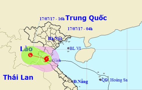 Đường đi và vị trí cơn bão số 2