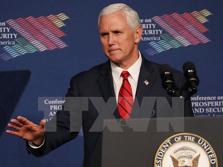 Phó Tổng thống Mỹ Mike Pence phát biểu tại một hội nghị ở Miami, Florida ngày 15/6. (Nguồn: AFP/TTXVN)