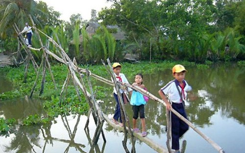 Những em học sinh đến trường