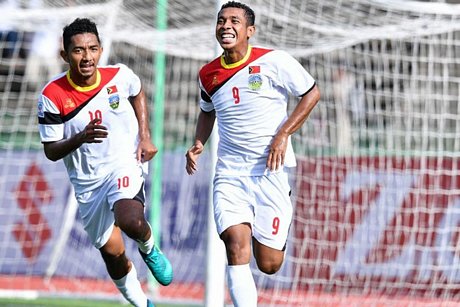 Tiền đạo Rufino (số 9) trong trận đấu với ĐT Brunei ở vòng loại AFF Suzuki Cup 2016. Ảnh: affsuzukicup.com