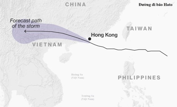 Bão Hato tức cơn bão số 6 suy yếu thành ATNT ảnh hưởng tới Việt Nam. Ảnh: BLOOMBERG