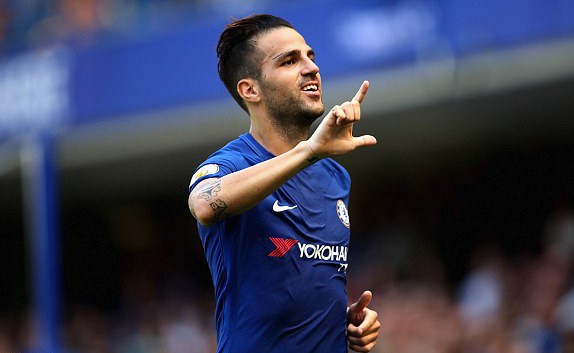 Niềm vui của Fabregas sau khi mở tỉ số cho Chelsea. Ảnh: GETTY IMAGES