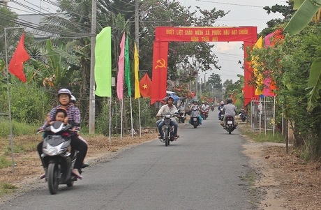Hệ thống giao thông xã Phước Hậu được đầu tư hoàn chỉnh đáp ứng nhu cầu đi lại, thông thương hàng hóa.