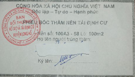  Phiếu bốc thăm số lô, số nền và quyết định giao đất là điều người mua cần biết rõ khi mua nền tái định cư. 