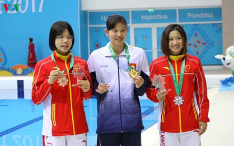 Ánh Viên giành HCV, phá kỉ lục tại AIMAG do chính cô từng lập năm 2013. (Ảnh: Trọng Phú)