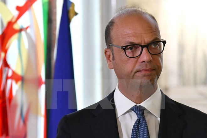 Ngoại trưởng Italy Angelino Alfano tại cuộc họp báo ở Rome (Nguồn: AFP/TTXVN)