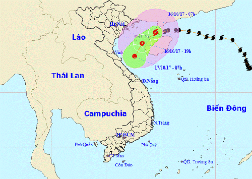 Dự báo đường đi của vùng áp thấp. Nguồn: Trung tâm Dự báo khí tượng thủy văn Trung ương