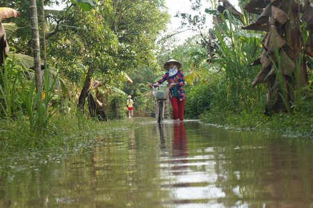 Giao thông xuống cấp ảnh hưởng rất nhiều đến cuộc sống người dân xã Nhơn Bình- Trà Côn.