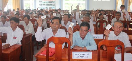 Các đại biểu biểu quyết thống nhất danh sách nhân sự ứng cử ban chấp hành.