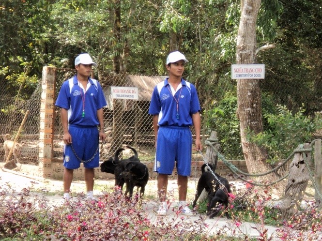 Sau thời gian cống hiến, nếu chú chó nào không may bị bệnh chết hoặc già chết thì nơi về của chúng là nghĩa trang chó đã được chủ xây dựng sẵn