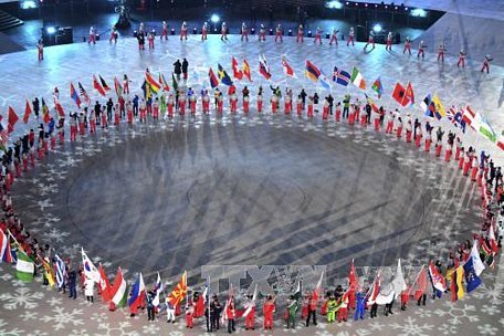 Trong ảnh: Các vận động viên diễu hành tại lễ bế mạc Olympic PyeongChang 2018. THX/TTXVN