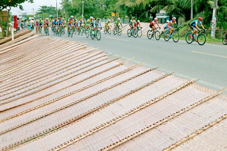  Các đội Premium Cycling Vĩnh Long (áo đen) mùa giải 2017, chặng Vĩnh Long- Trà Vinh- Long An.