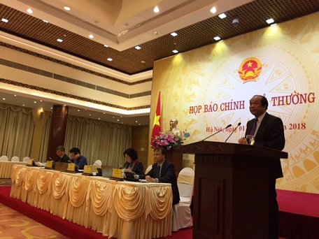 Họp báo Chính phủ thường kỳ tháng 2/2018. Ảnh: H.V
