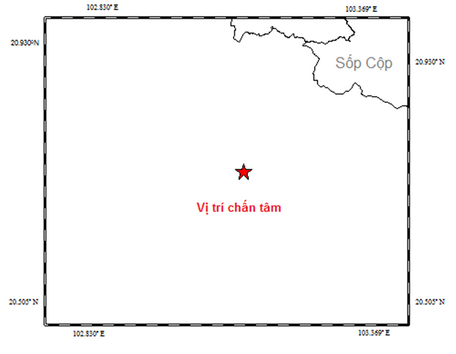 Bản đồ chấn tâm động đất. (Nguồn: Viện VLĐC)