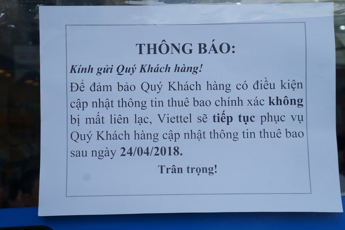 Dù nhà mạng đã dán thông báo như thế này….