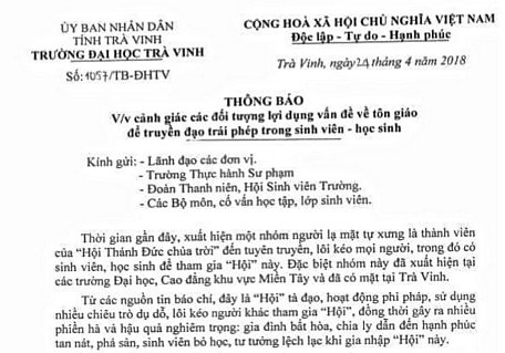 Một đoạn trong Thông báo