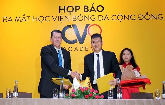 Lê Công Vinh tại sự kiện ra mắt Học viện bóng đá vào sáng 2/5. Ảnh: DŨNG PHƯƠNG