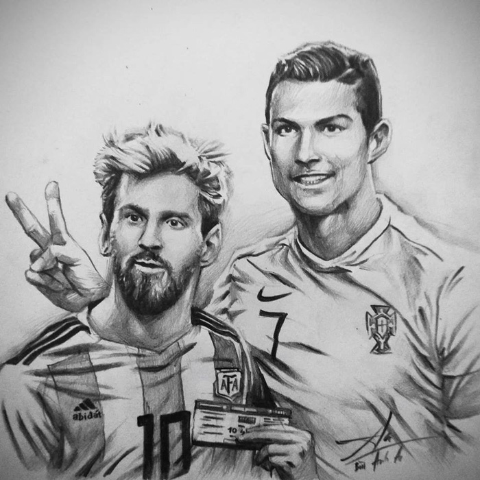 Sau khi cả M10 và CR7 thất bại, cả hai vẫn là bạn theo ý tưởng của An. Theo An, vẽ chân dung quan trọng là tỷ lệ khuôn mặt của họ, phải đúng nếu không sẽ không nhận ra được cầu thủ đó là ai. Điều quan trọng nữa là phải thể hiện được thần thái của họ, bức tranh mới có hồn