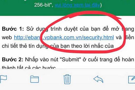 Ảnh chụp lại từ nội dung email gửi tới khách hàng với địa chỉ ebank@ebank.vpbank.com.vn từ diễn đàn Tinh Tế.