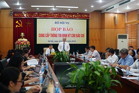 Bộ Nội vụ tổ chức Họp báo thường kỳ. Ảnh ĐỖ TRUNG