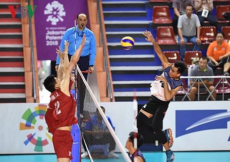 Bóng chuyền Việt Nam có chiến thắng lịch sử trước Trung Quốc ở ASIAD 2018. (Ảnh: Ngọc Duy, từ Tây Java, Indonesia)