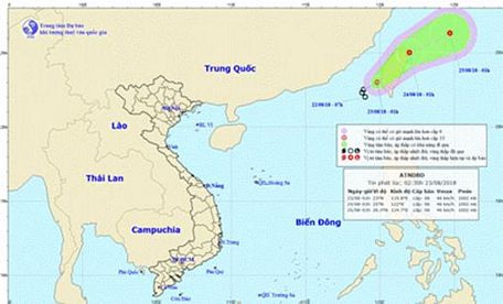 Dư kiến đường đi của áp thấp nhiệt đới. Ảnh: KTTV