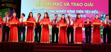 Lãnh đạo Bộ Công thương và địa phương cắt băng khai mạc hợi chợ.