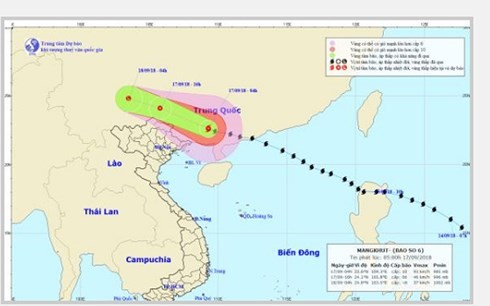 Đường đi và vị trí cơn bão. (Nguồn: nchmf.gov.vn)