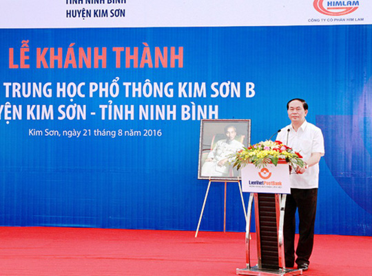 Chủ tịch nước phát biểu trong buổi lễ khánh thành nhà trường