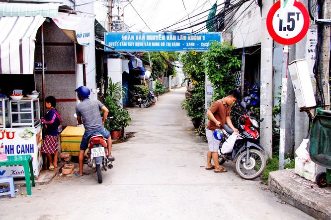 Còn tại Phường 8, có tới 3 đường mang tên Nguyễn Văn Lâu. Một đường cập cầu Tân Hữu, giao nhau với đường Nguyễn Huệ và đi vòng vào sâu trong vườn dài khoảng 1km, có thể nói đây là con hẻm đúng nghĩa hơn.